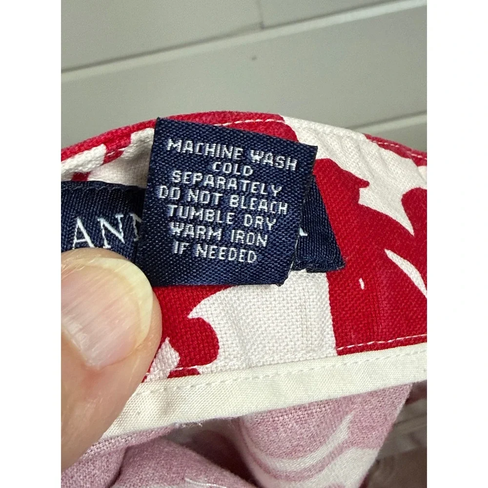 Ann Taylor Floral‎ Mini Skirt Womens 4 Red White Cotton Stretch Pockets